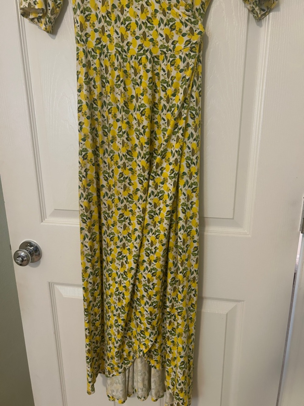 BODEN Lavinia Jersey Wrap Dress In Ivory Lemon Vine- 14L - Picture 4 of 9